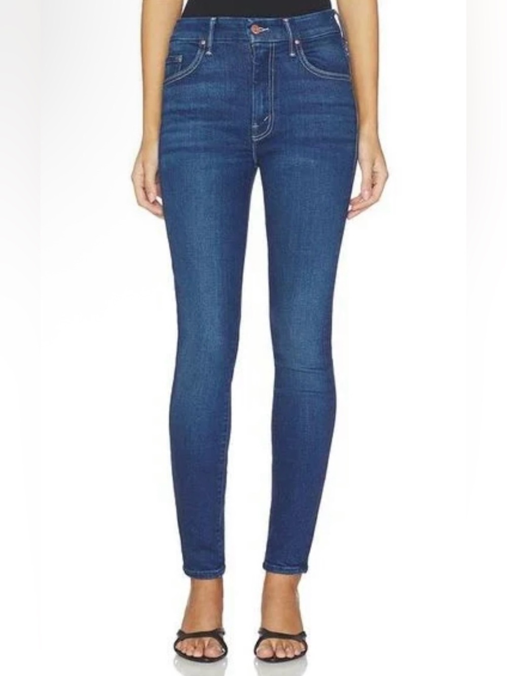 MOTHER The Looker Dark Wash Distressed Jeans - Size 26 - Picture 1 of 7